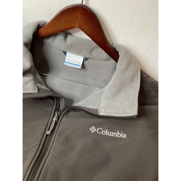 Columbia Mens Fleece Jacket‎ Full Zip Gray Brown Outdoor Warm Activewear - Picture 2 of 13